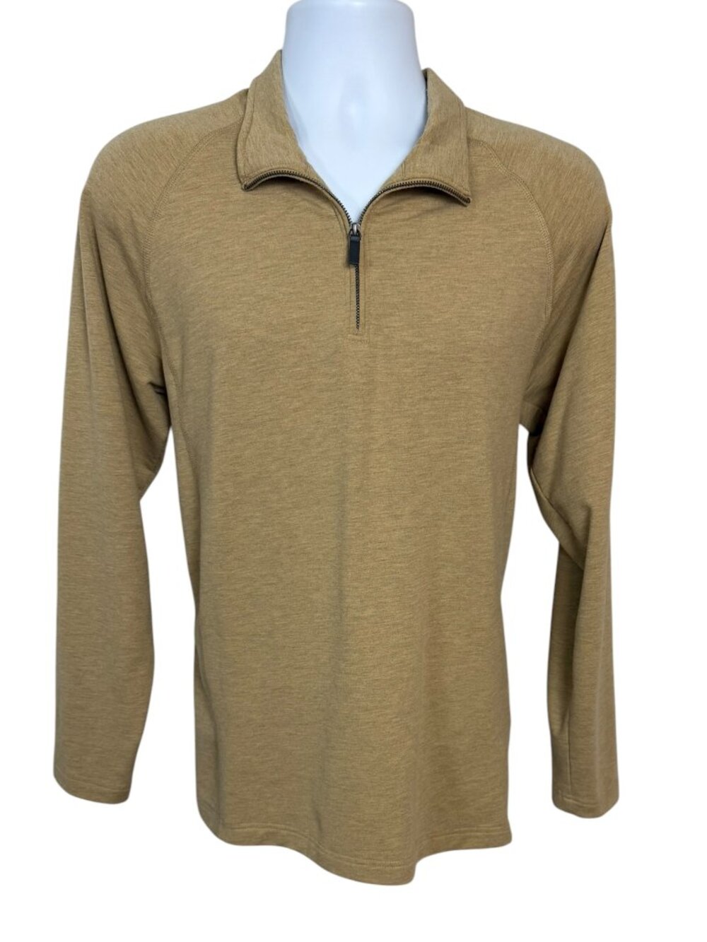 Lands' End Quarter Zip Pullover M Tan Performance Stretch Travel Casual